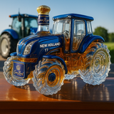 Classic whiskey bottle in the shape of a New Holland T7 tractor